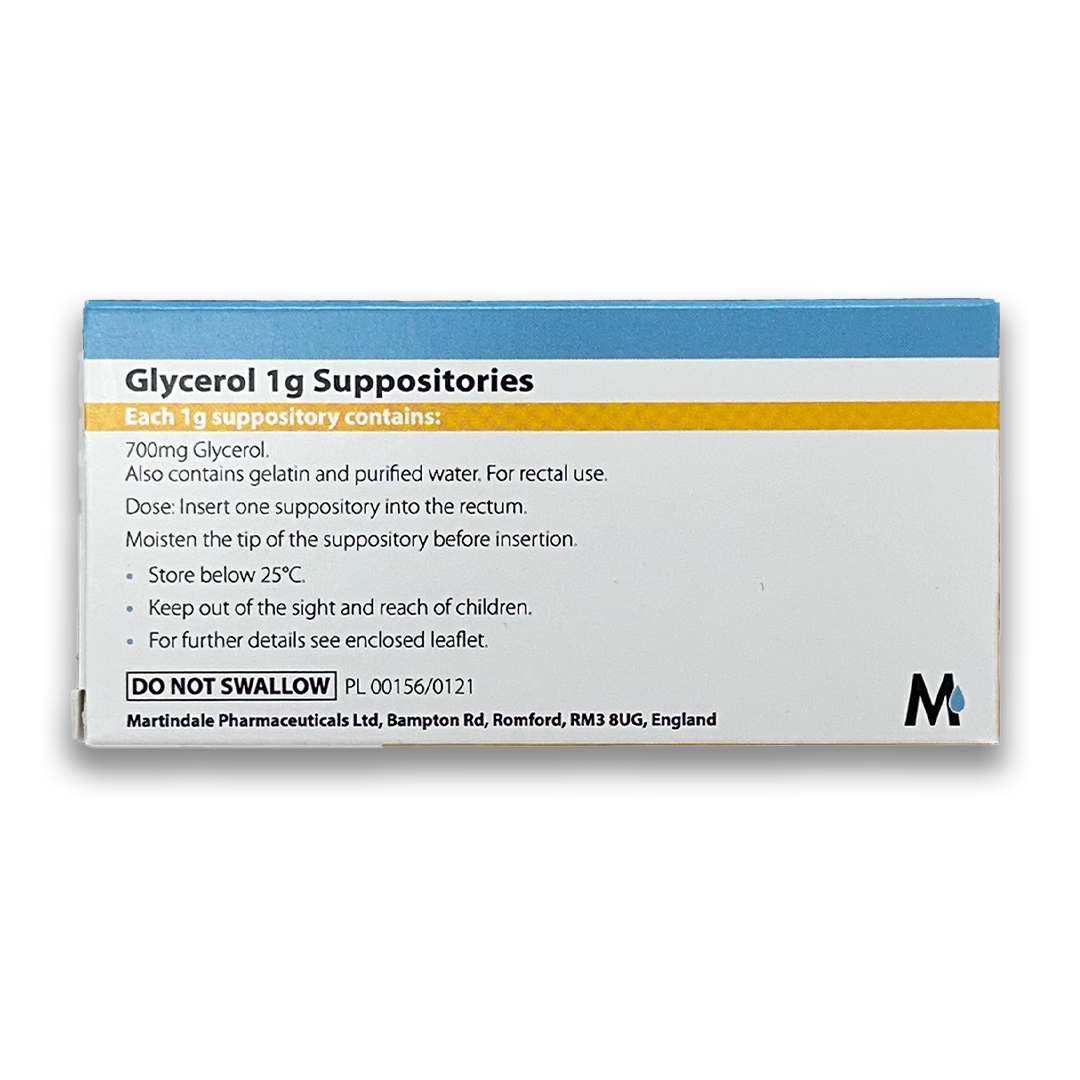 Glycérine 1 g pour la constipation taille bébé – 12 suppositoires (la marque peut varier)