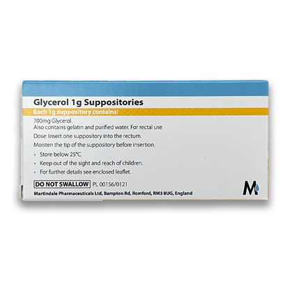 Glycerol 1g For Constipation Infant Size – 12 Suppositories (Brand May Vary)