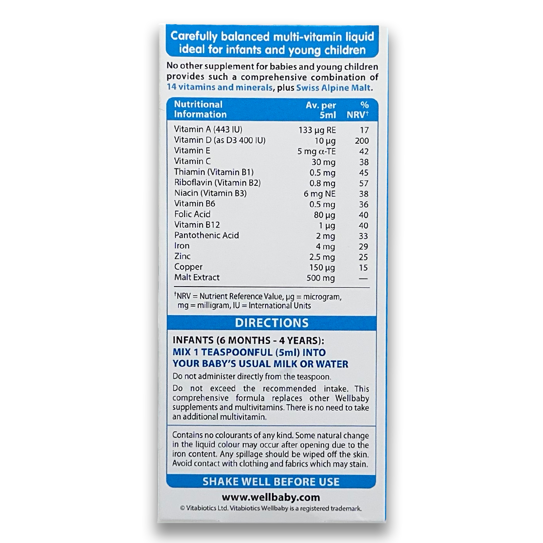 Vitabiotics Wellbaby Multi-Vitamin Liquid 6 Months to 4 Years 150ml